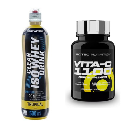 Basis-Set: Body Attack Clear Iso Whey Drink + Scitec Vitamin C 1100 – alle enthaltenen Artikel
