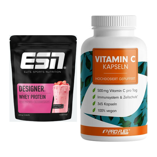 Basis-Set: ESN Designer Whey + ProFuel Vitamin C gepuffert – alle enthaltenen Artikel