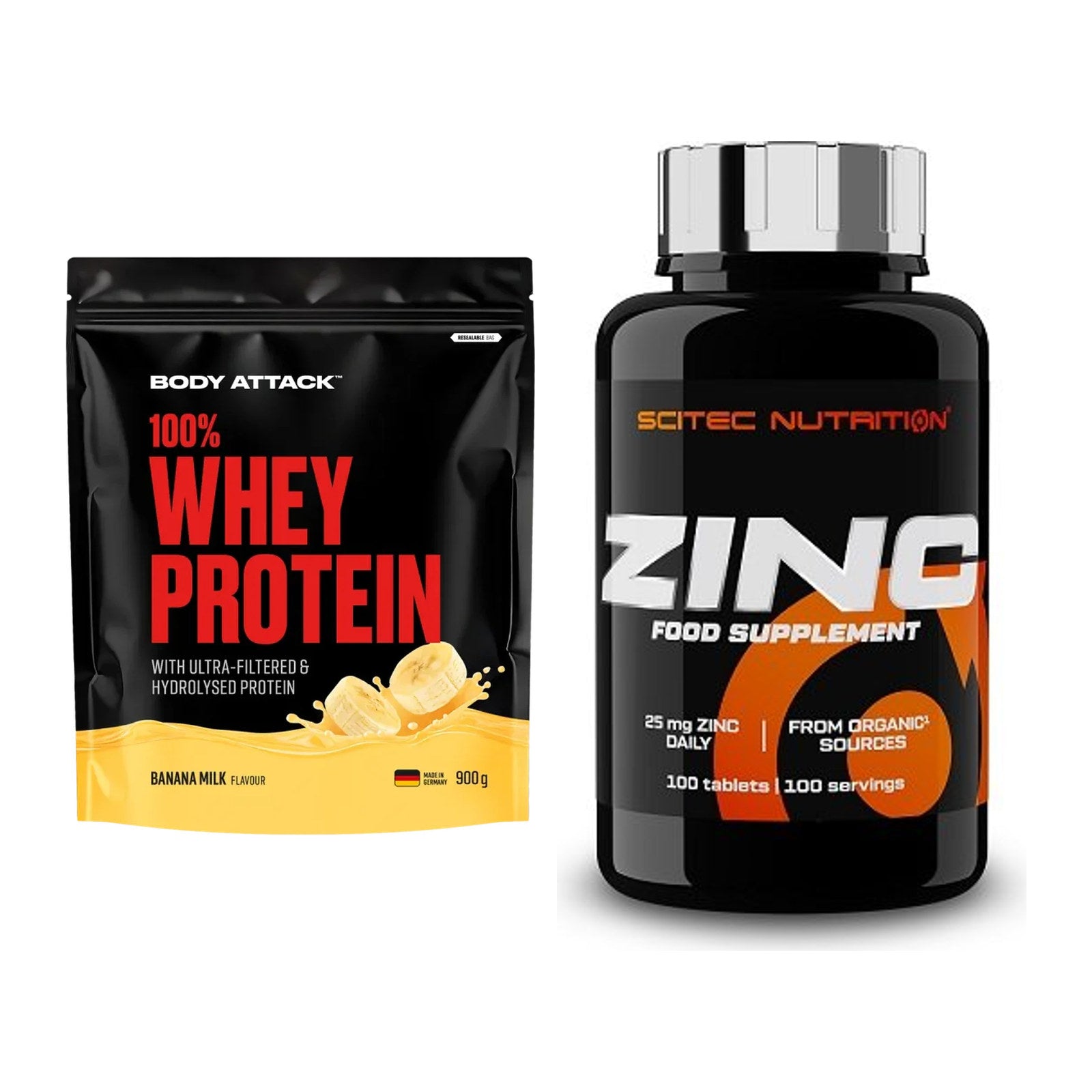 Basis-Set: Body Attack 100% Whey Protein + Scitec Zinc – alle enthaltenen Artikel