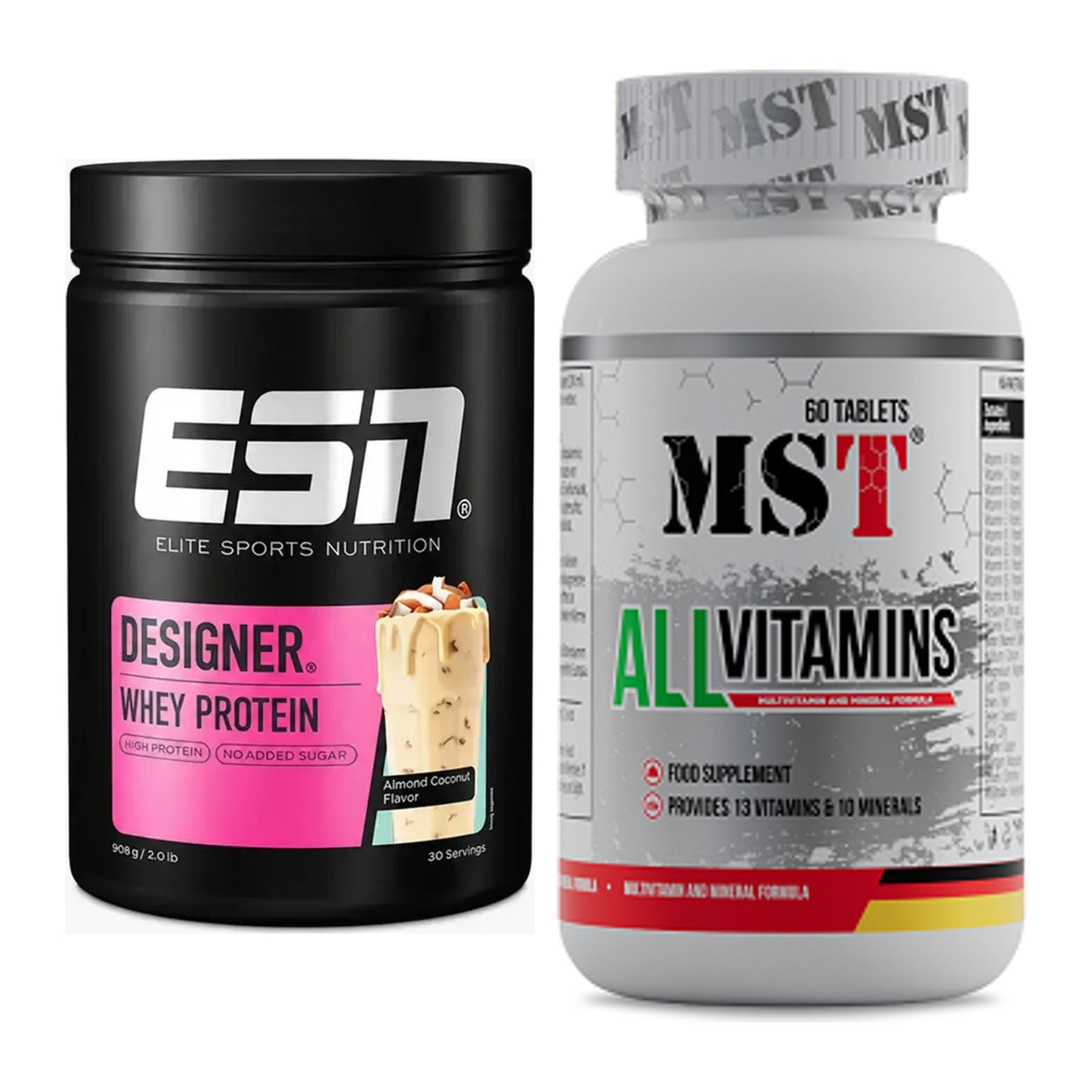 Basis-Set: ESN Designer Whey + MST All Vitamins 60 Pillen – alle enthaltenen Artikel