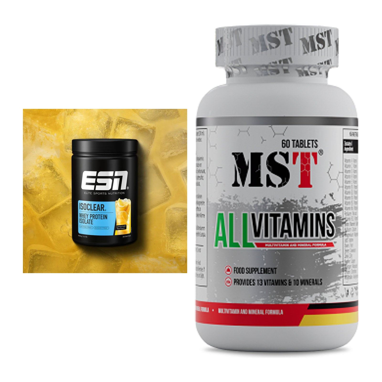 Basis-Set: ESN ISOCLEAR Whey Isolate + MST All Vitamins 60 Pillen – alle enthaltenen Artikel