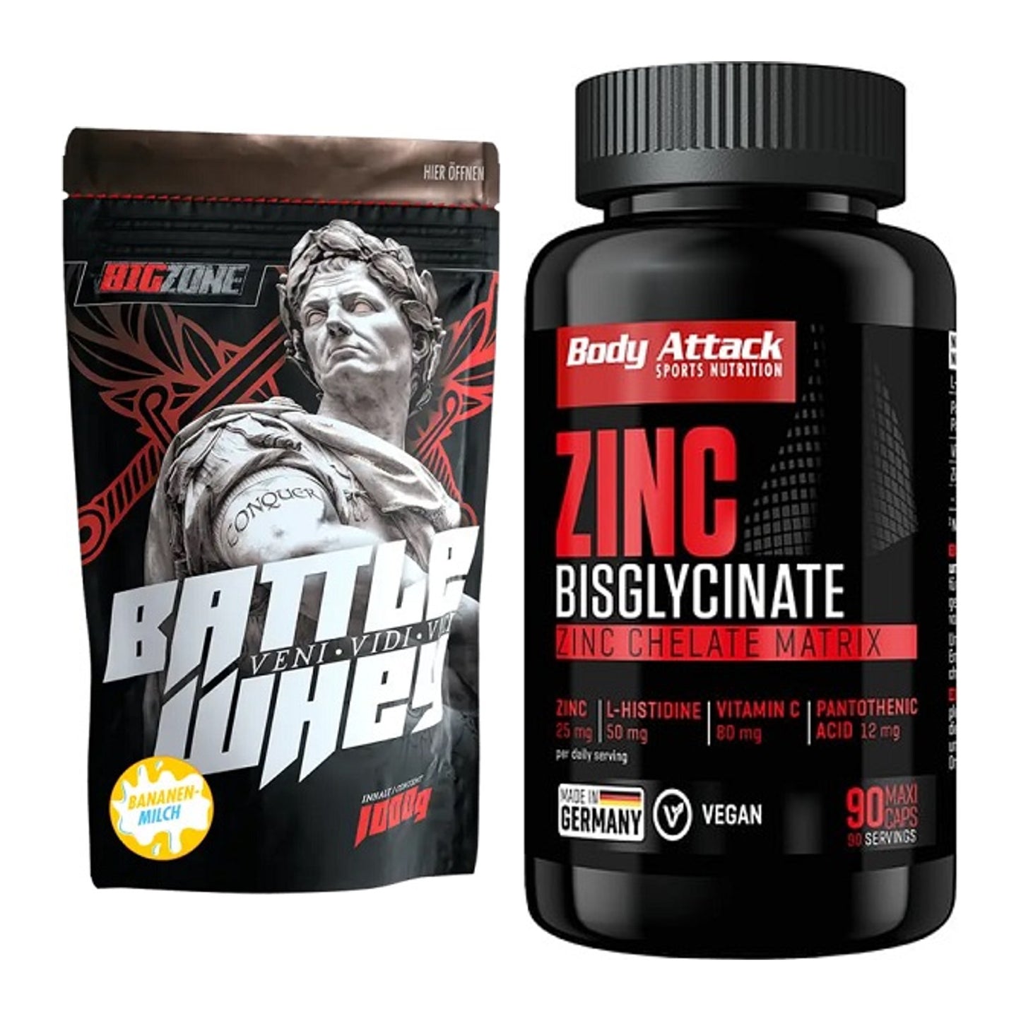 Basis-Set: Big Zone Battle Whey + Body Attack Zink Bisglycinate – alle enthaltenen Artikel