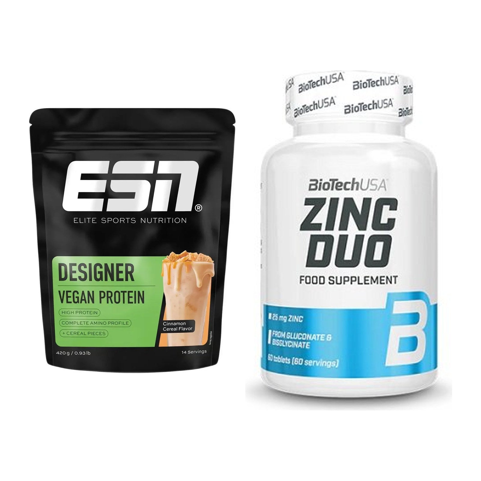 Basis-Set: ESN Designer Vegan Protein + BioTech Zinc Duo – alle enthaltenen Artikel
