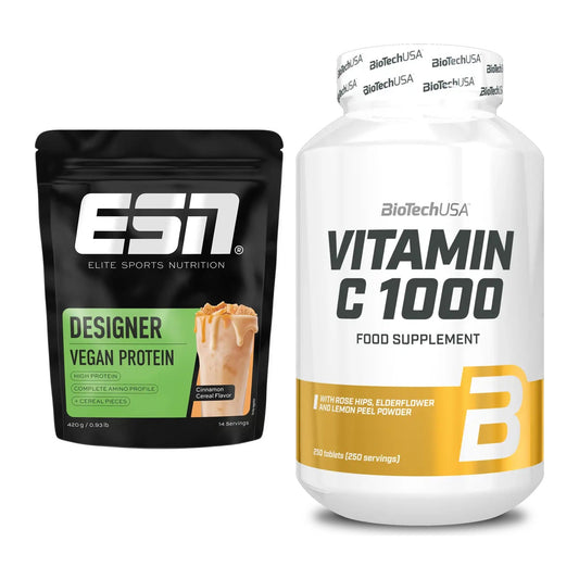 Basis-Set: ESN Designer Vegan Protein + BioTech Vitamin C 1000 250 – alle enthaltenen Artikel