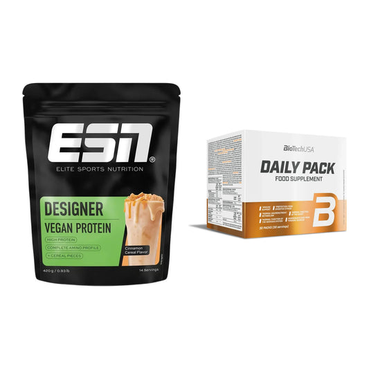 Basis-Set: ESN Designer Vegan Protein + BioTech Daily Packs 30 Packs – alle enthaltenen Artikel