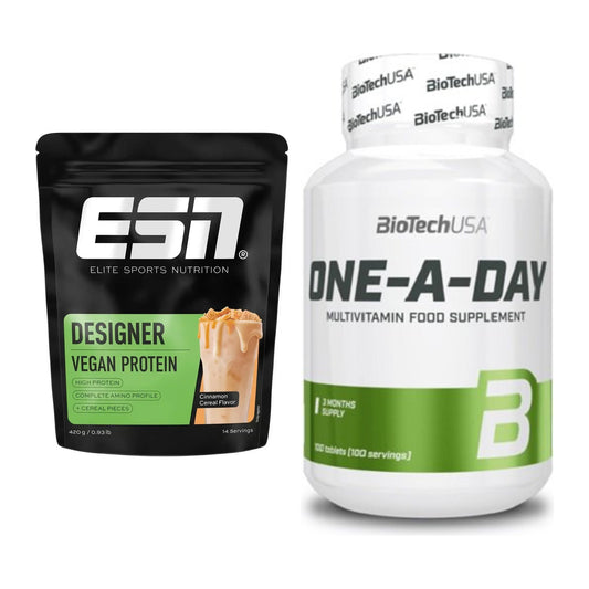 Basis-Set: ESN Designer Vegan Protein + BioTech One A Day 100 Tabl. – alle enthaltenen Artikel