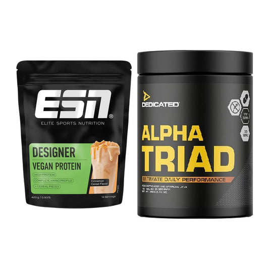 Basis-Set: ESN Designer Vegan Protein + Dedicated Alpha Triad 180 – alle enthaltenen Artikel