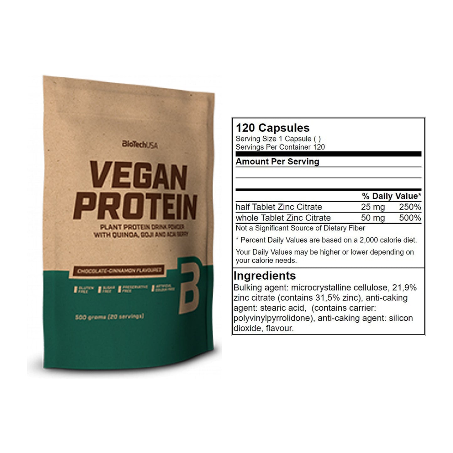 Basis-Set: BioTech Vegan Protein + GN Zinc Citrate 120 Tabl. – alle enthaltenen Artikel