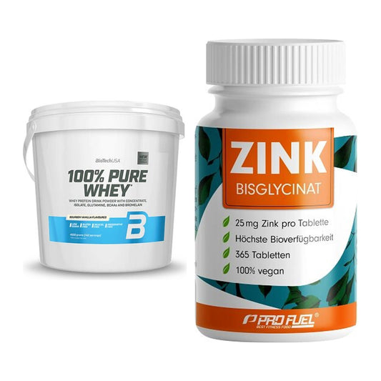 Basis-Set: BioTech 100% Pure Whey + ProFuel Zink Bisclycinat – alle enthaltenen Artikel