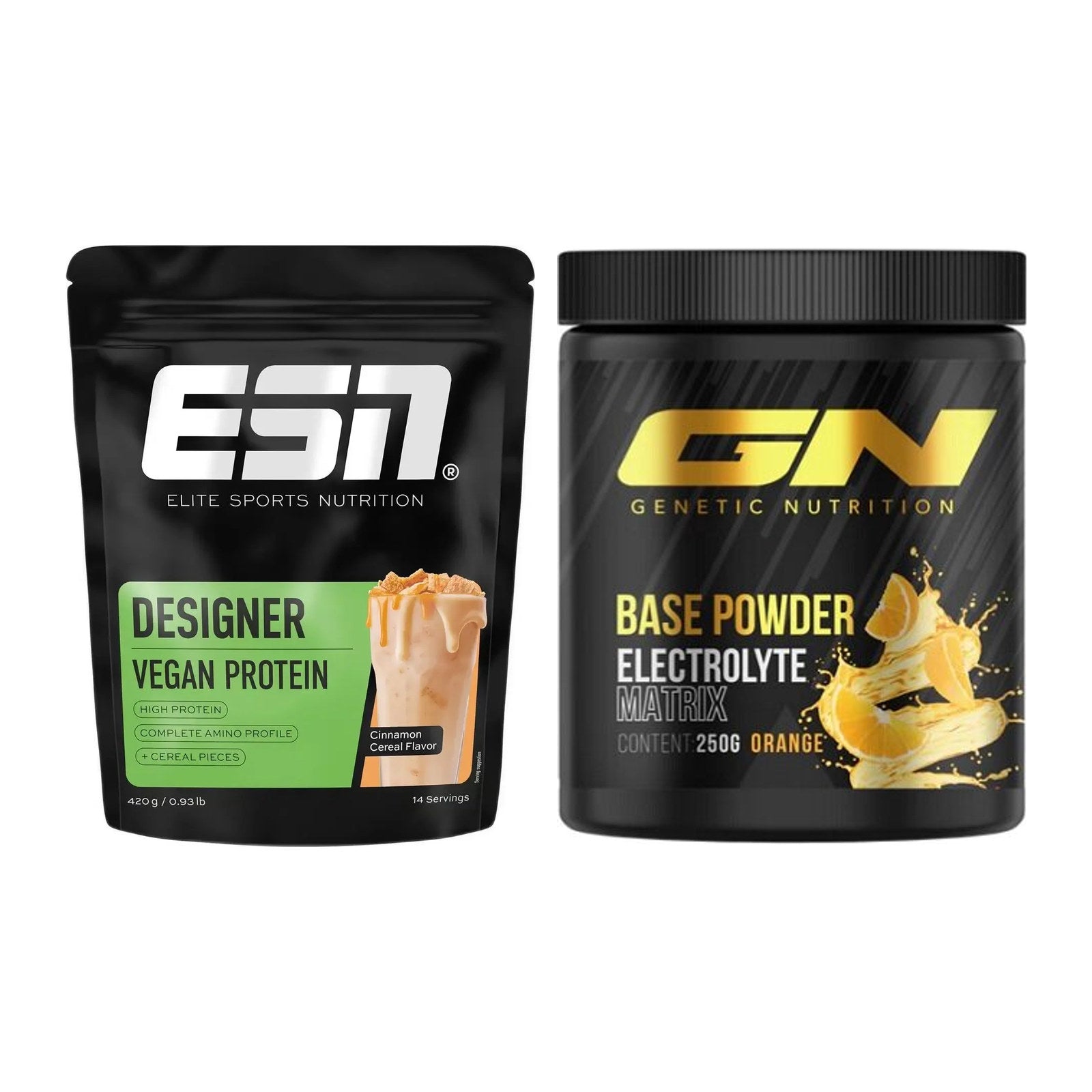 Basis-Set: ESN Designer Vegan Protein + GN Base Powder – alle enthaltenen Artikel