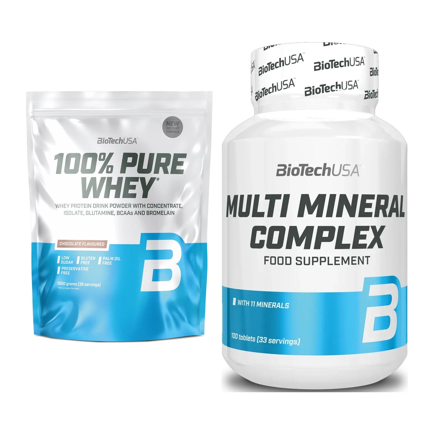 Basis-Set: BioTech 100% Pure Whey + BioTech Multi Mineral Complex 100 – alle enthaltenen Artikel