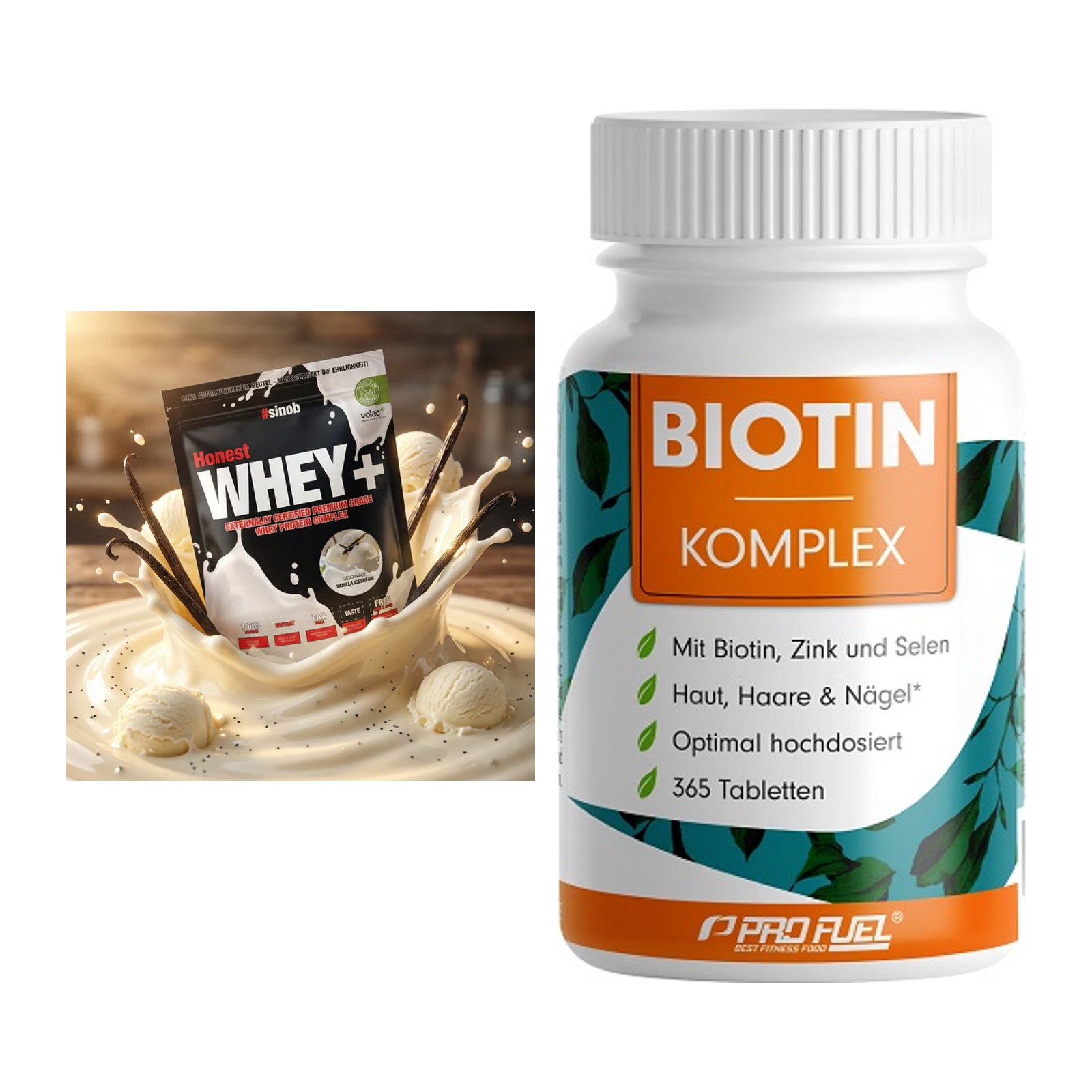 Basis-Set: Sinob Honest Whey+ + ProFuel BIOTIN Komplex – alle enthaltenen Artikel