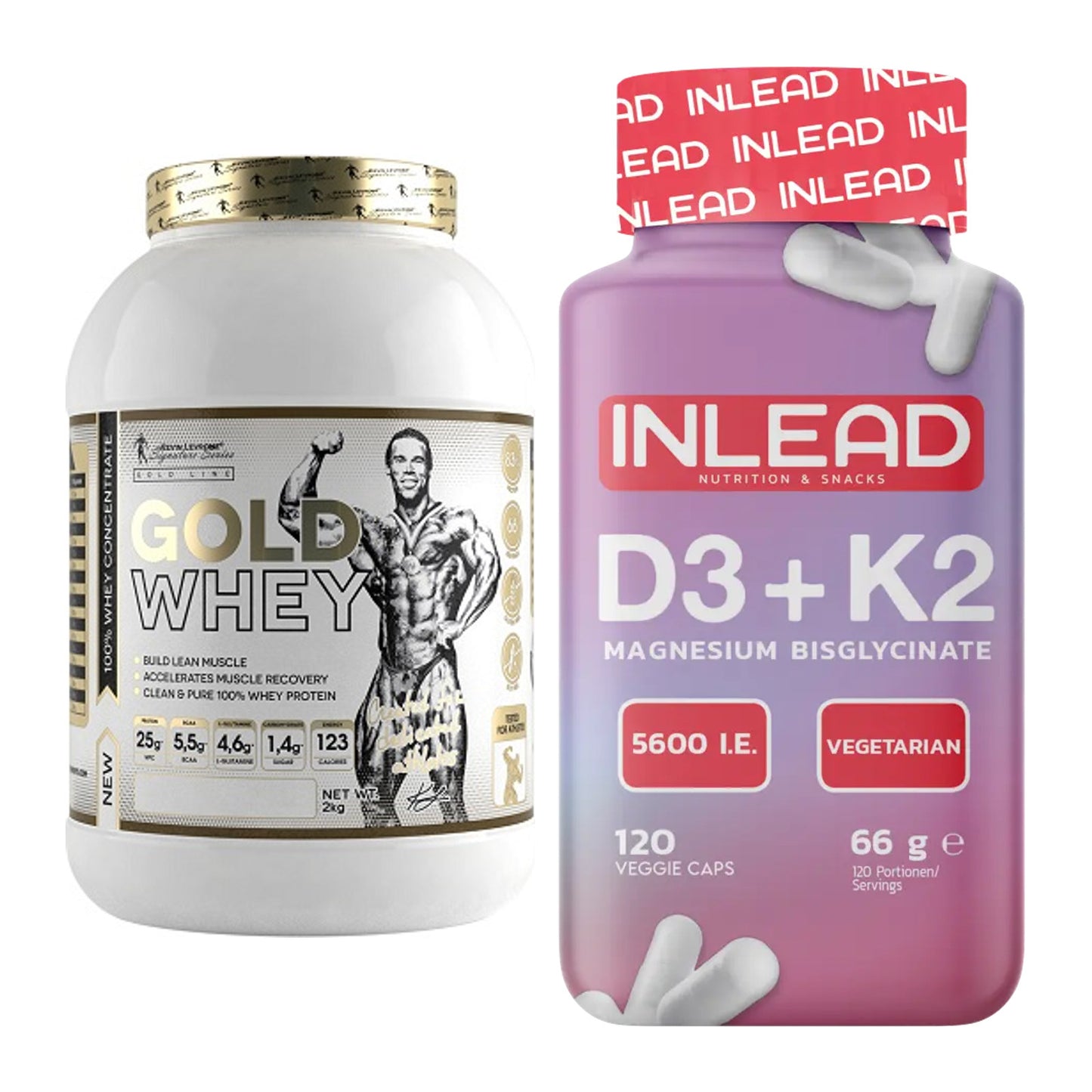 Basis-Set: Kevin Levrone Gold Whey + INLEAD Vitamin D3 + K2 – alle enthaltenen Artikel