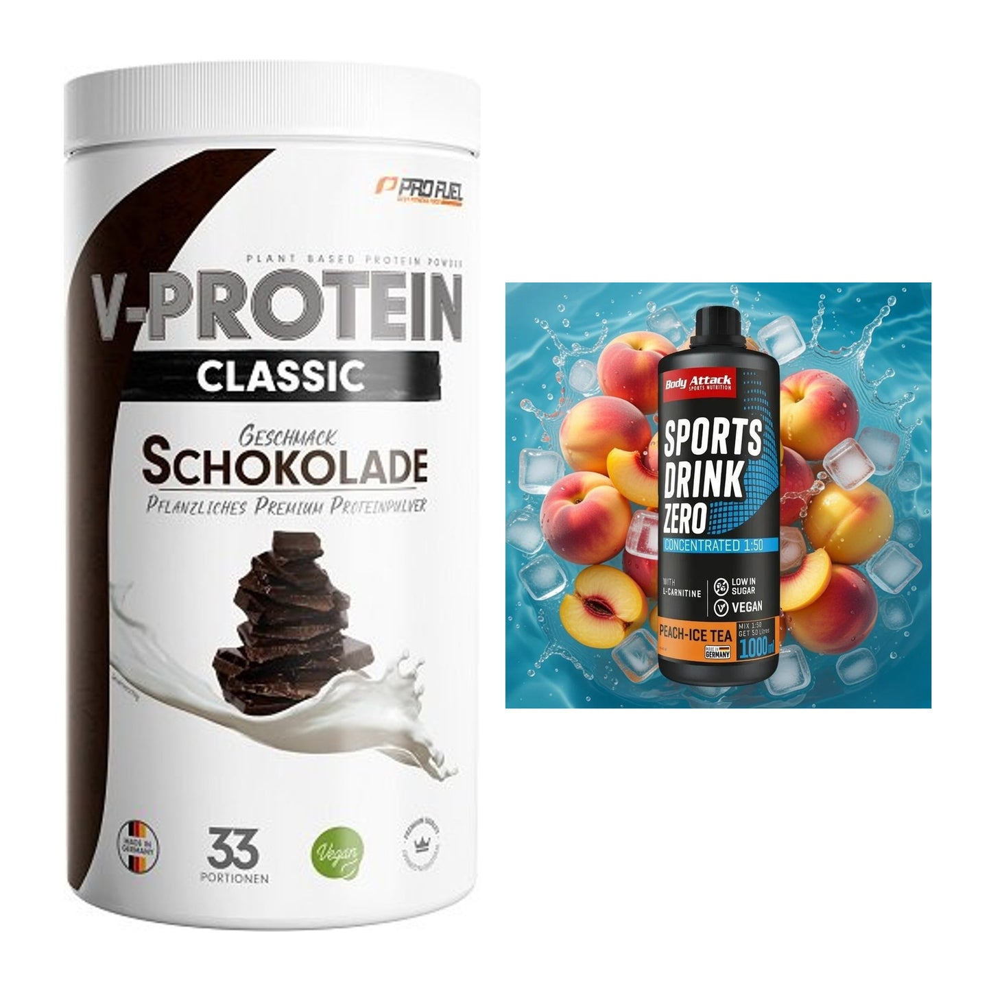 Basis-Set: ProFuel VEGAN PROTEIN + Body Attack Sports Drink Zero – alle enthaltenen Artikel