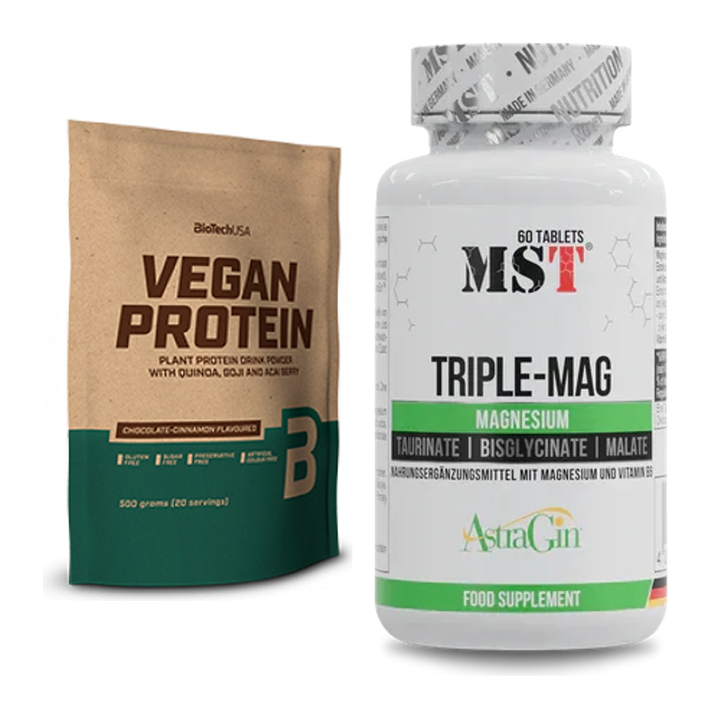 Basis-Set: BioTech Vegan Protein + MST Tripple Mag – alle enthaltenen Artikel