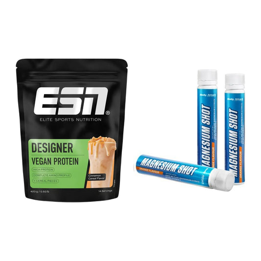 Basis-Set: ESN Designer Vegan Protein + Body Attack Magnesium Shots – alle enthaltenen Artikel