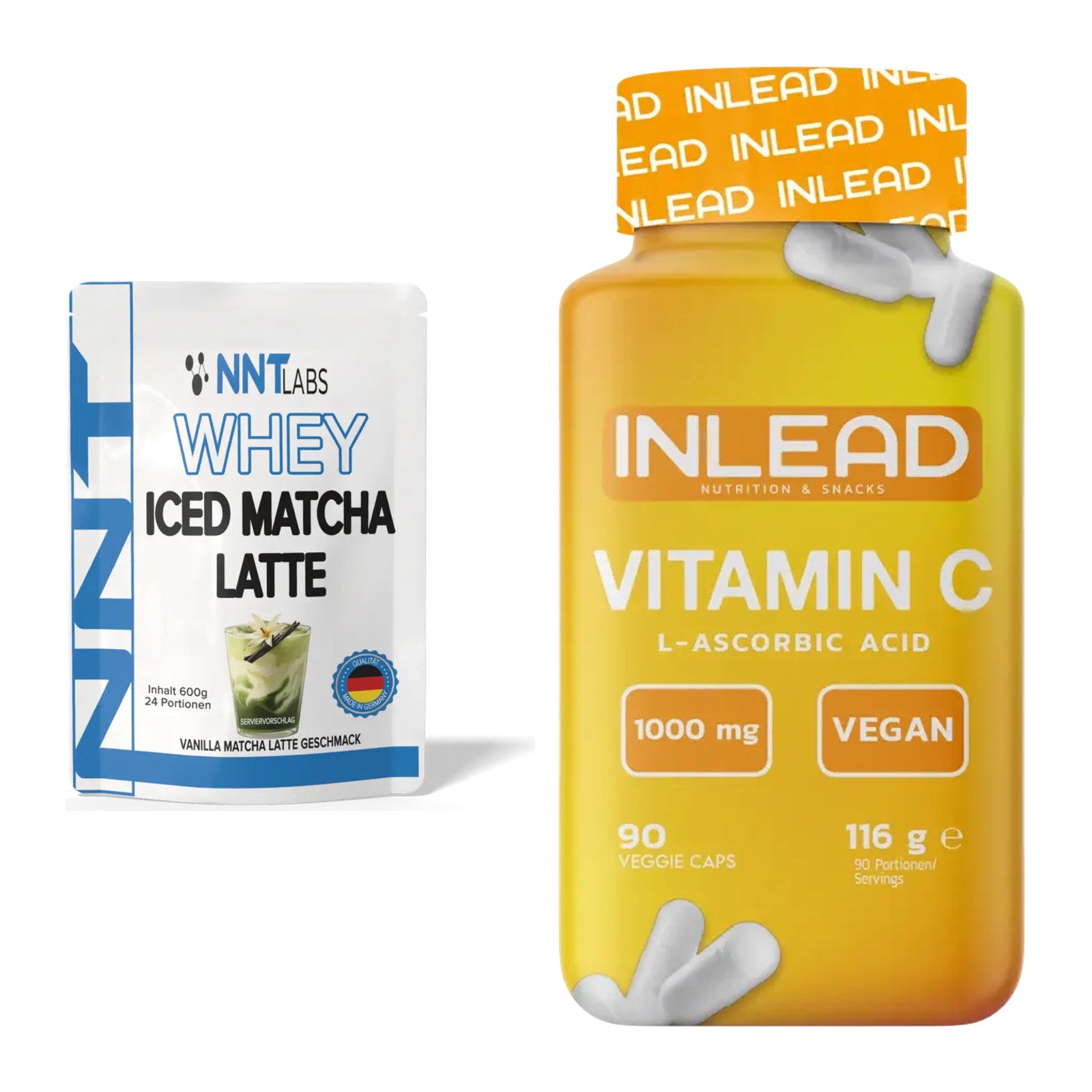 Basis-Set: NNT Whey ICED MATCHA LATTE + INLEAD Vitamin C – alle enthaltenen Artikel