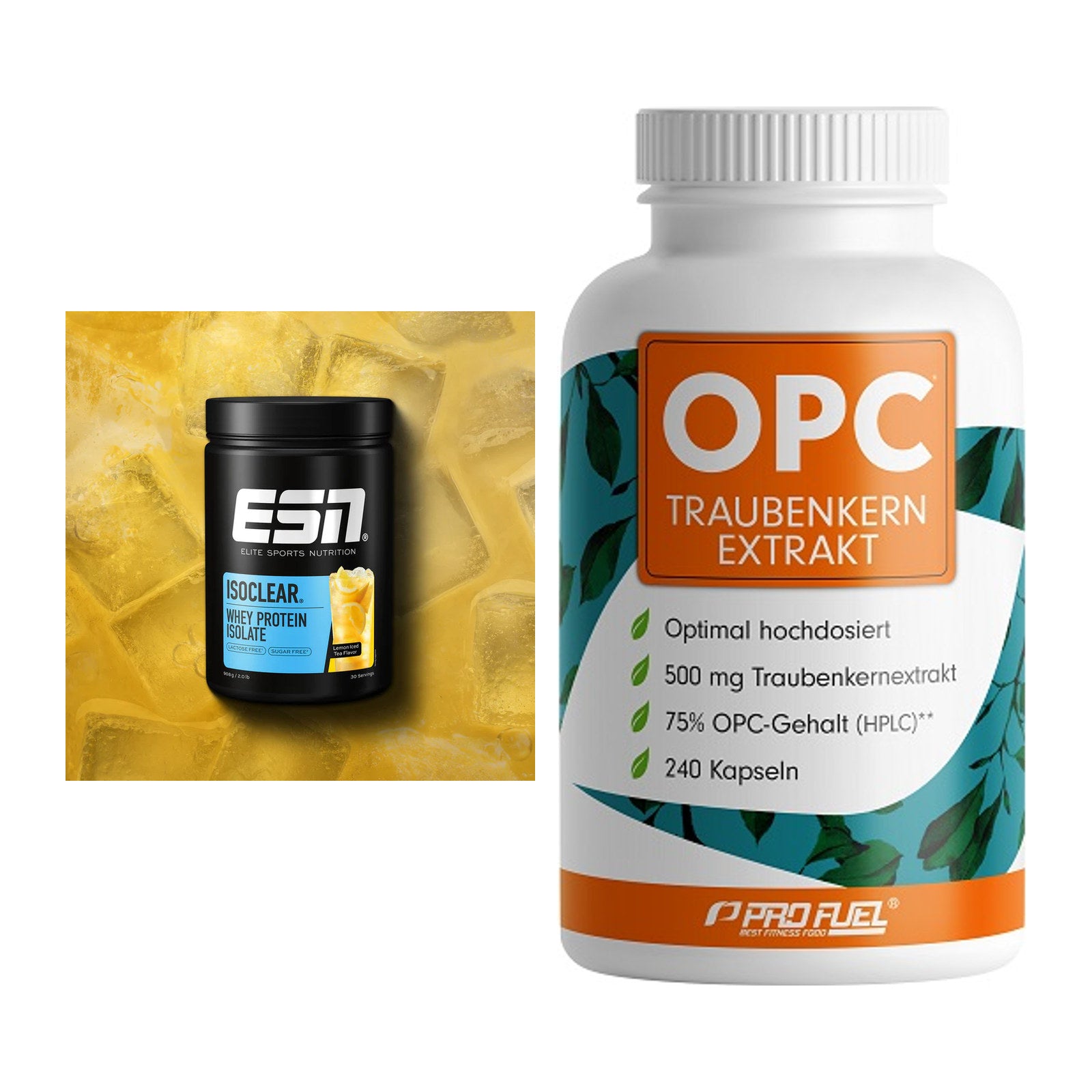 Basis-Set: ESN ISOCLEAR Whey Isolate + ProFuel OPC Traubenkernextrakt – alle enthaltenen Artikel