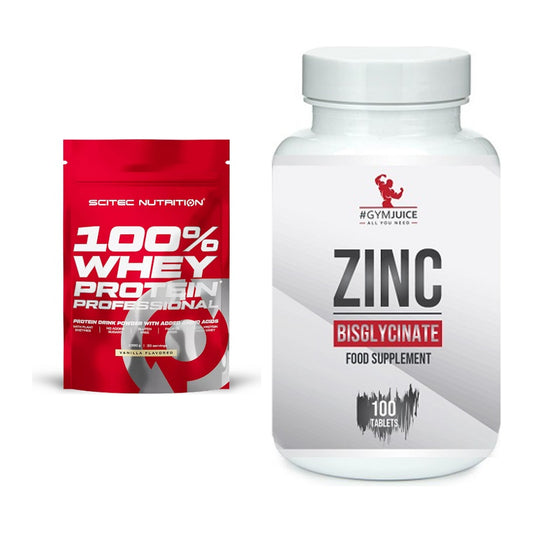 Basis-Set: Scitec 100% Whey Protein + #GYMJUICE ZINC Bisglycinate – alle enthaltenen Artikel