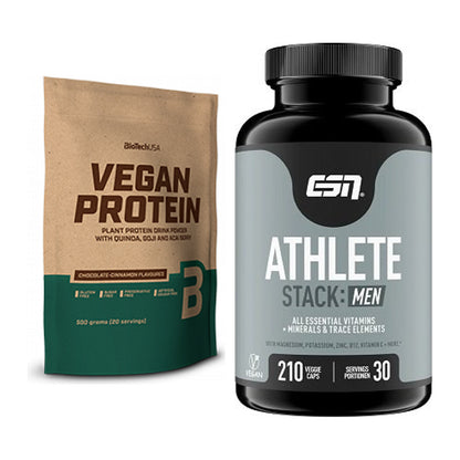 Basis-Set: BioTech Vegan Protein + ESN Athlete Stack:MEN – alle enthaltenen Artikel