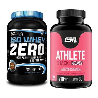 Basis-Set: BioTech Iso Whey Zero + ESN Athlete Stack:WOMEN – alle enthaltenen Artikel