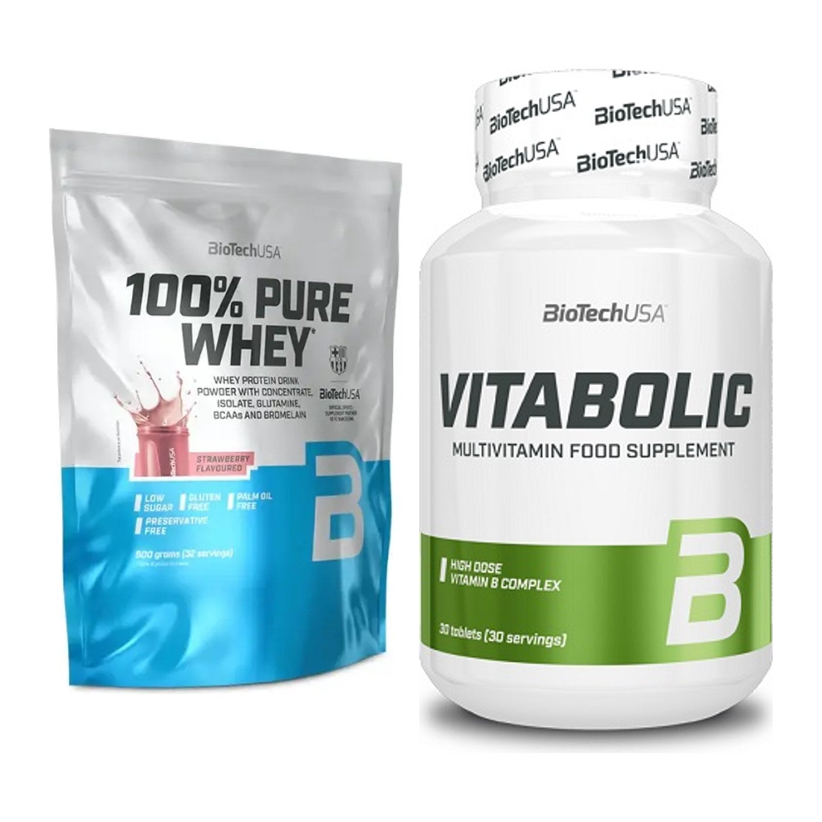 Basis-Set: BioTech 100% Pure Whey + BioTech Vitabolic 30 Tabl. – alle enthaltenen Artikel