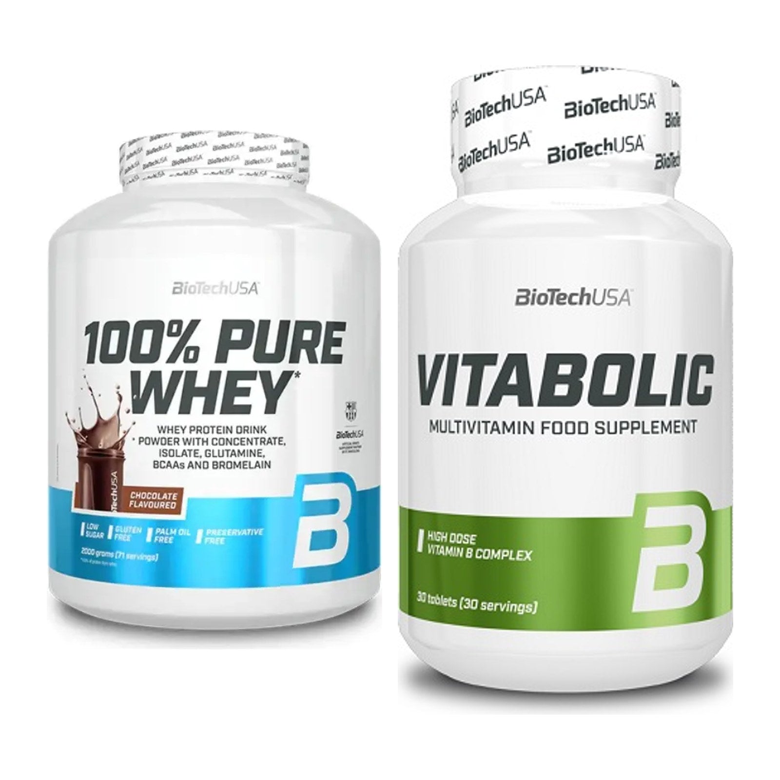 Basis-Set: BioTech 100% Pure Whey + BioTech Vitabolic 30 Tabl. – alle enthaltenen Artikel