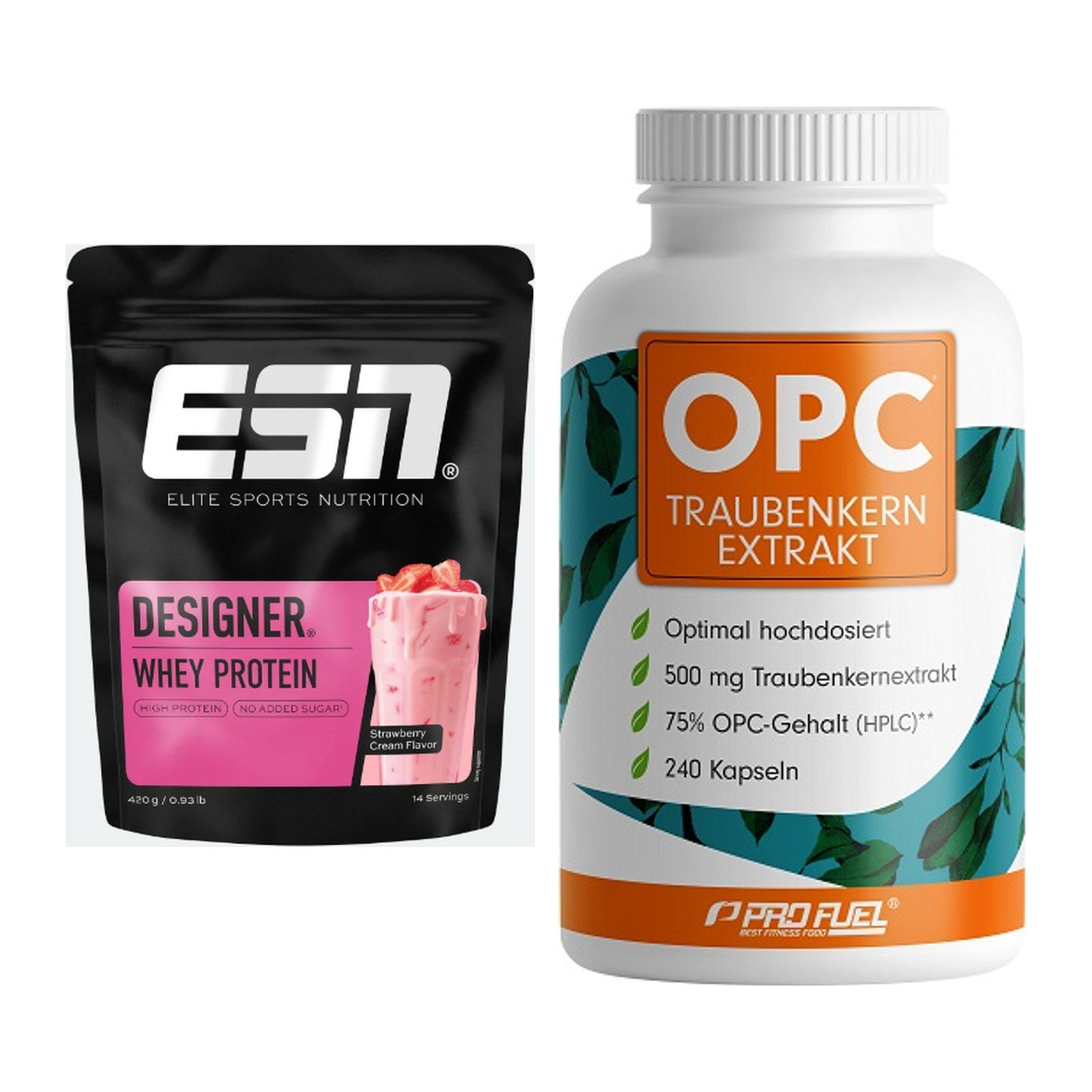 Basis-Set: ESN Designer Whey + ProFuel OPC Traubenkernextrakt – alle enthaltenen Artikel