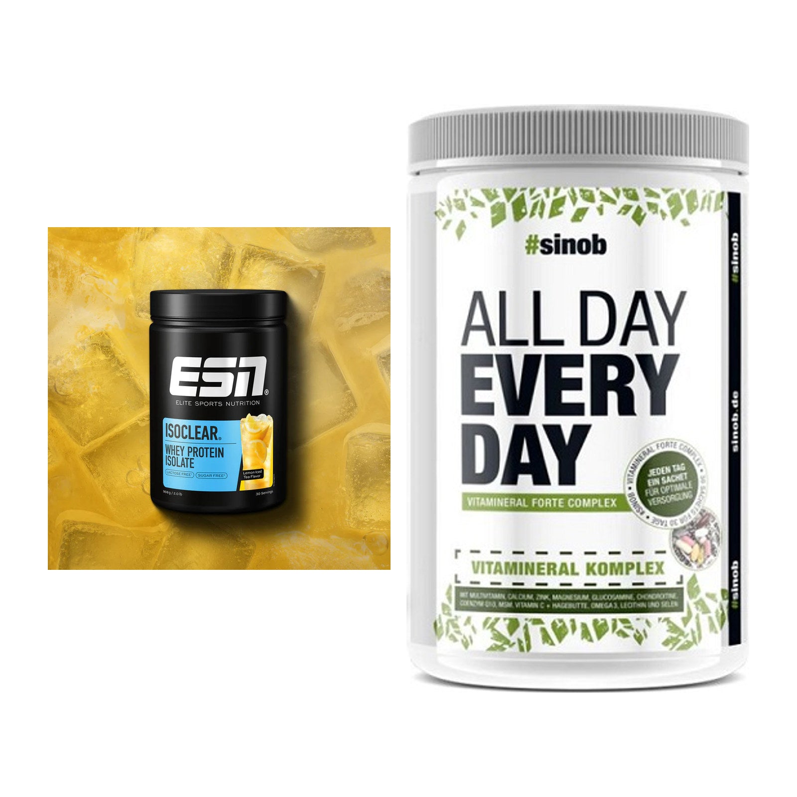 Basis-Set: ESN ISOCLEAR Whey Isolate + Sinob All Day Every Day 30 – alle enthaltenen Artikel