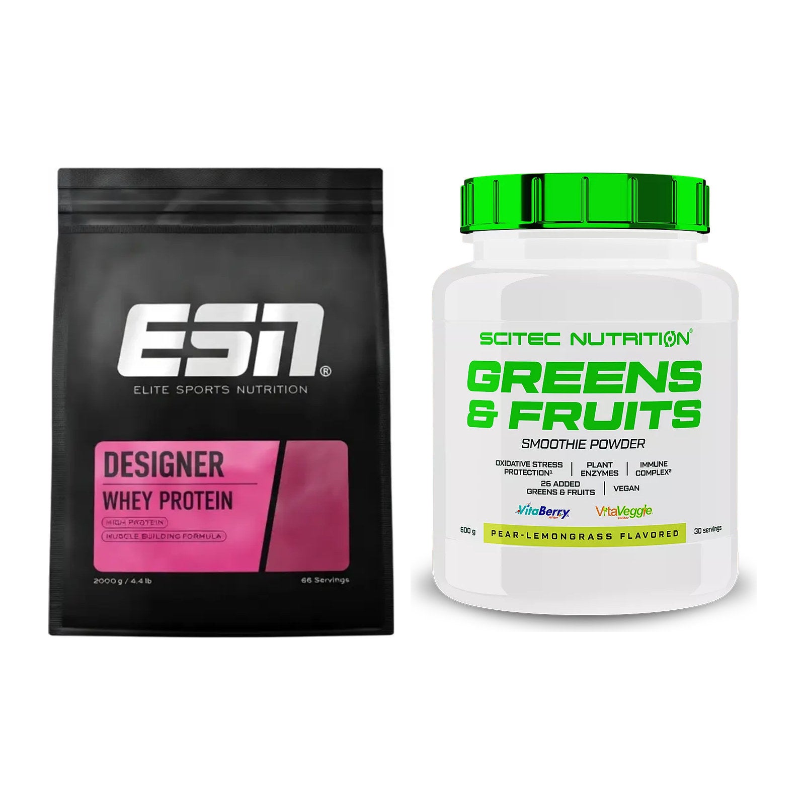 Basis-Set: ESN Designer Whey + Scitec Greens & Fruits – alle enthaltenen Artikel