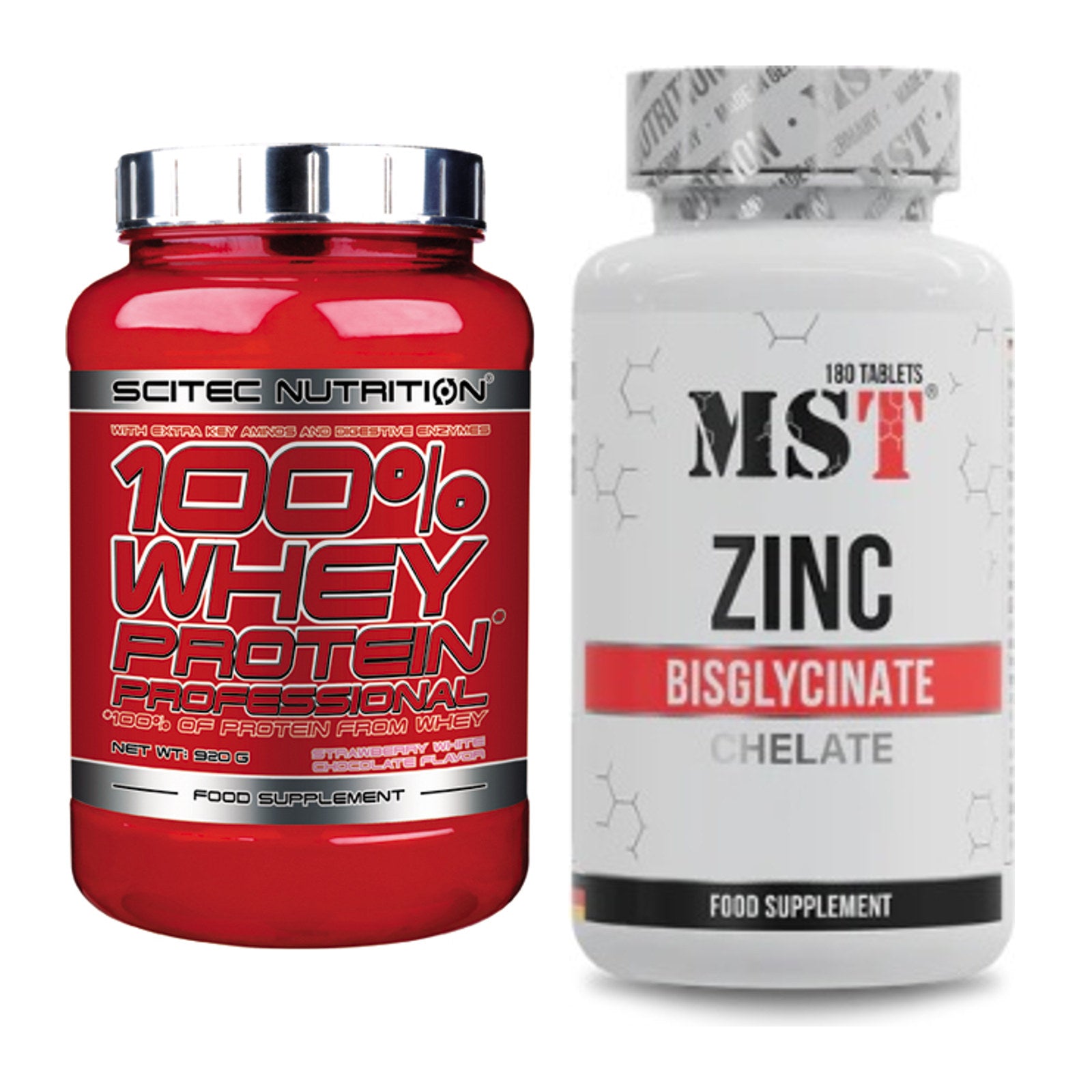 Basis-Set: Scitec 100% Whey + MST Zinc Chelate – alle enthaltenen Artikel