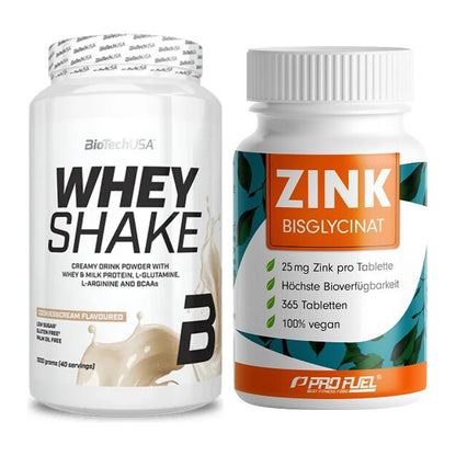 Basis-Set: BioTech Whey Shake + ProFuel Zink Bisclycinat – alle enthaltenen Artikel