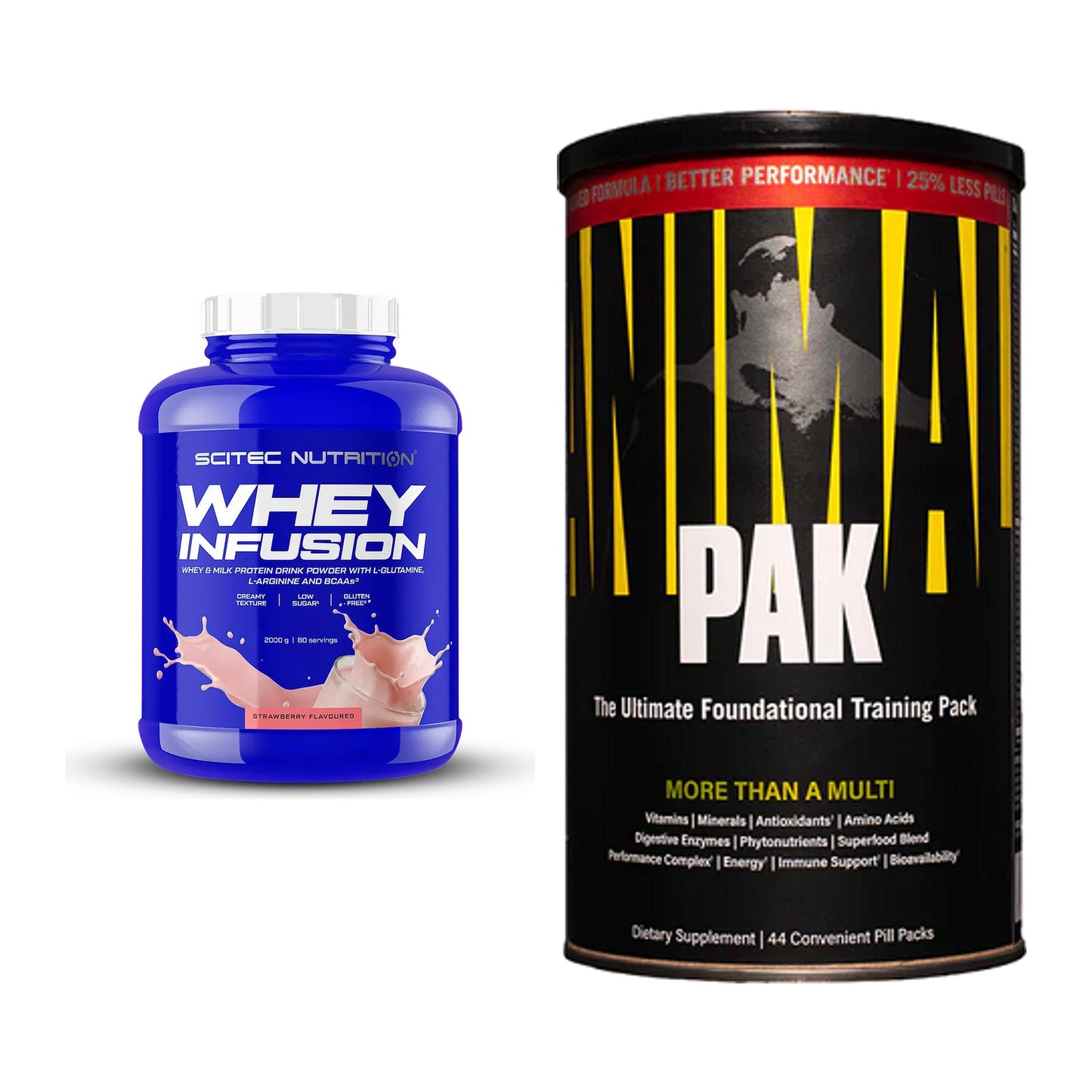 Basis-Set: Scitec Whey Infusion + Universal Animal Pak 44 Serv. – alle enthaltenen Artikel