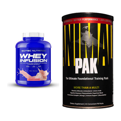 Basis-Set: Scitec Whey Infusion + Universal Animal Pak 44 Serv. – alle enthaltenen Artikel