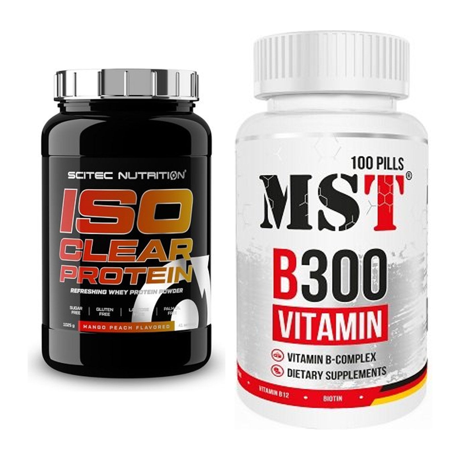 Basis-Set: Scitec IsoClear Protein + MST B300 B-Complex 100 Pills – alle enthaltenen Artikel