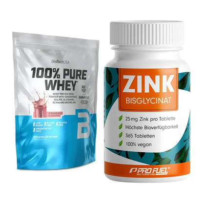 Basis-Set: BioTech 100% Pure Whey + ProFuel Zink Bisclycinat – alle enthaltenen Artikel