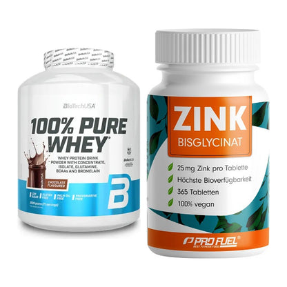 Basis-Set: BioTech 100% Pure Whey + ProFuel Zink Bisclycinat – alle enthaltenen Artikel