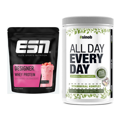 Basis-Set: ESN Designer Whey + Sinob All Day Every Day 30 Serv. – alle enthaltenen Artikel