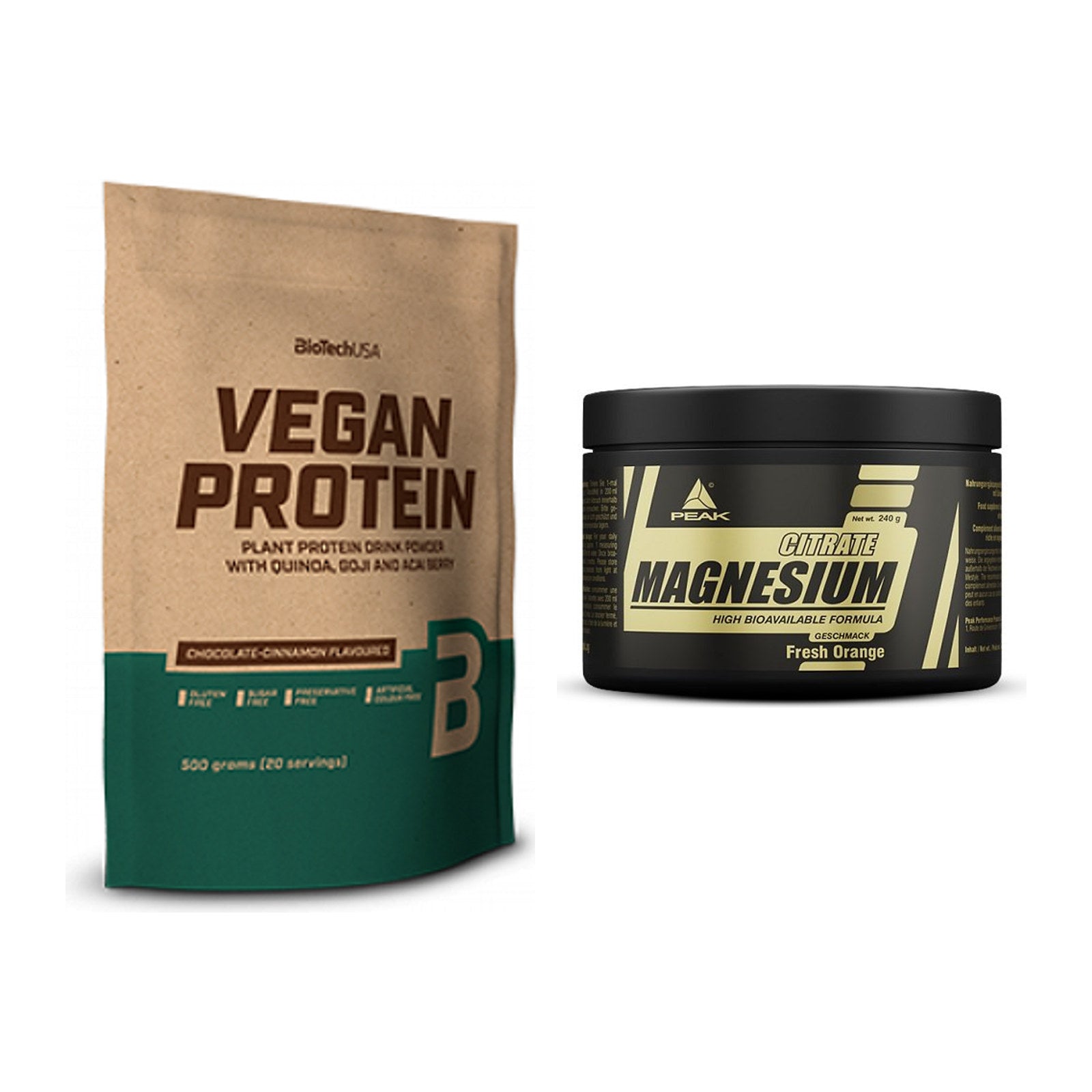 Basis-Set: BioTech Vegan Protein + Peak Magnesium Citrat – alle enthaltenen Artikel