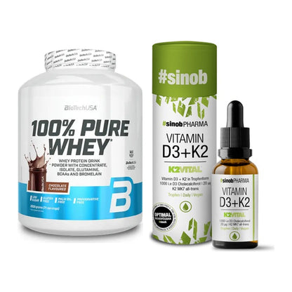 Basis-Set: BioTech 100% Pure Whey + Sinob Vitamin D3 + K2 Tropfen – alle enthaltenen Artikel