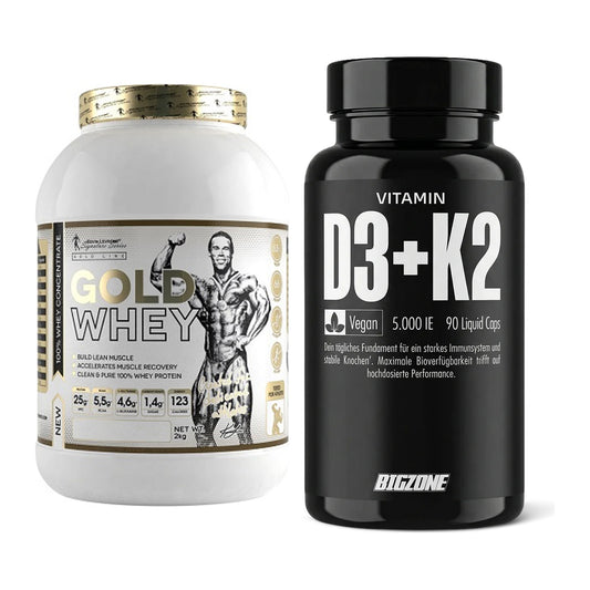 Basis-Set: Kevin Levrone Gold Whey + Big Zone Vitamin D3 + K2 – alle enthaltenen Artikel