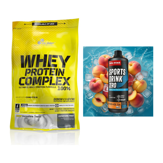 Basis-Set: Olimp Whey Protein Complex + Body Attack Sports Drink – alle enthaltenen Artikel