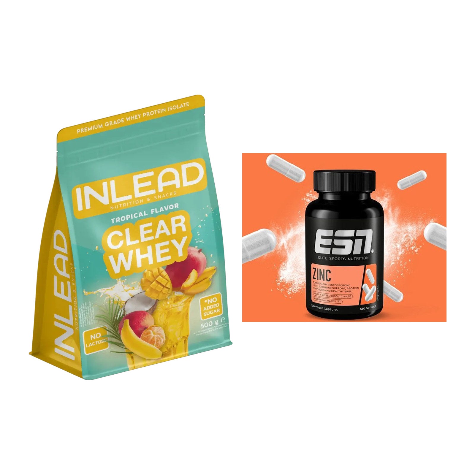 Basis-Set: INLEAD Clear Whey Isolate + ESN Zinc – alle enthaltenen Artikel