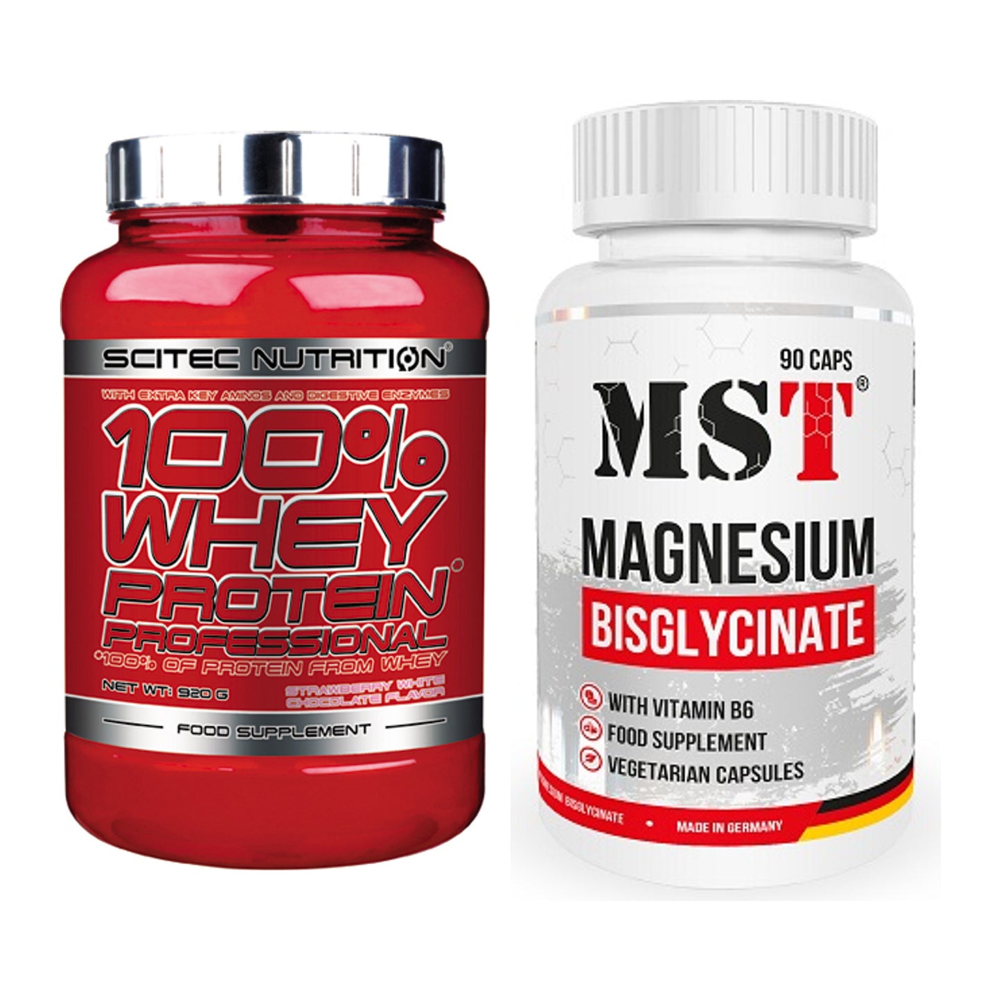 Basis-Set: Scitec 100% Whey Professional + MST Magnesium Bisglycinat – alle enthaltenen Artikel