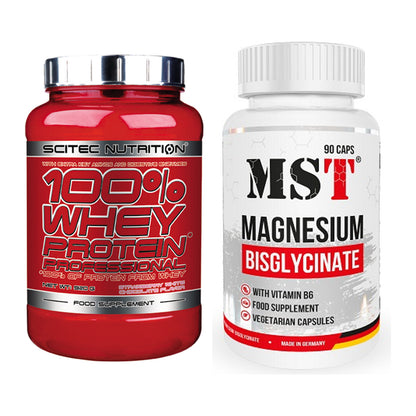 Basis-Set: Scitec 100% Whey Professional + MST Magnesium Bisglycinat – alle enthaltenen Artikel