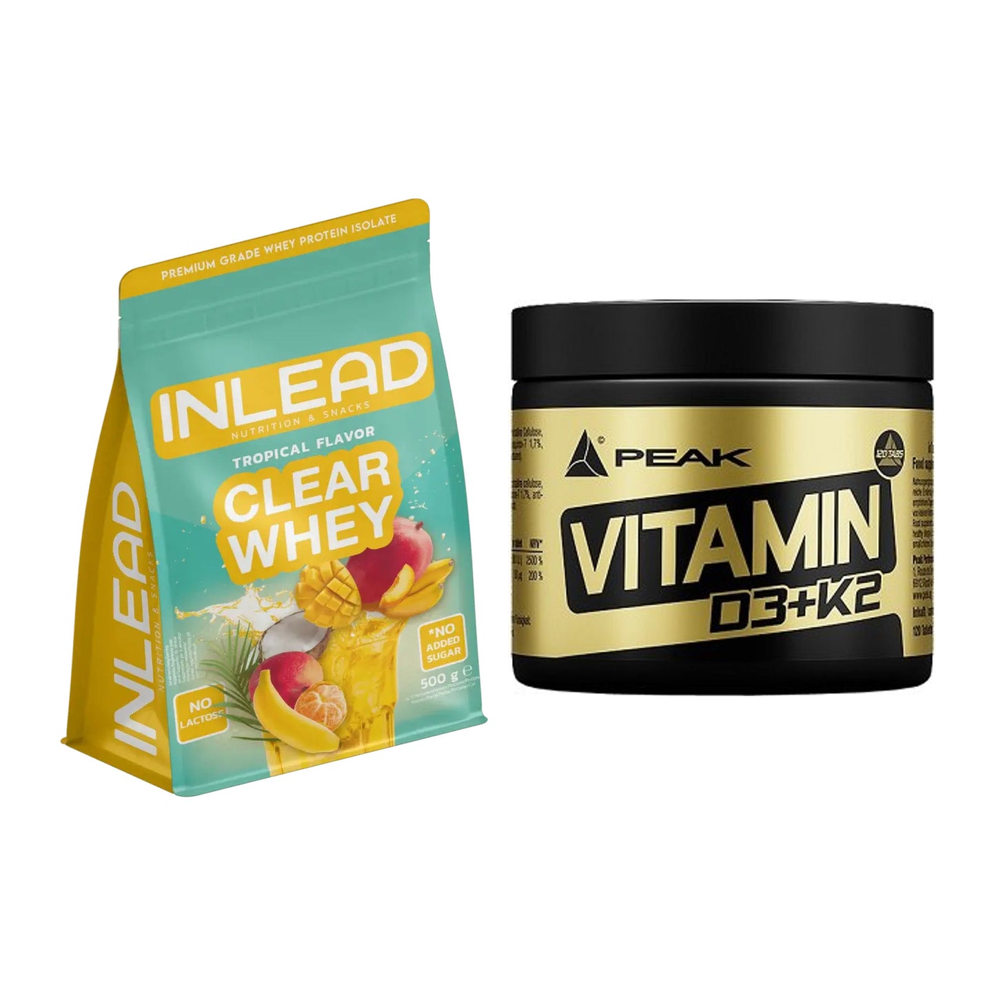 Basis-Set: INLEAD Clear Whey Isolate + Peak Vitamin D3+K2 120 Tabl. – alle enthaltenen Artikel