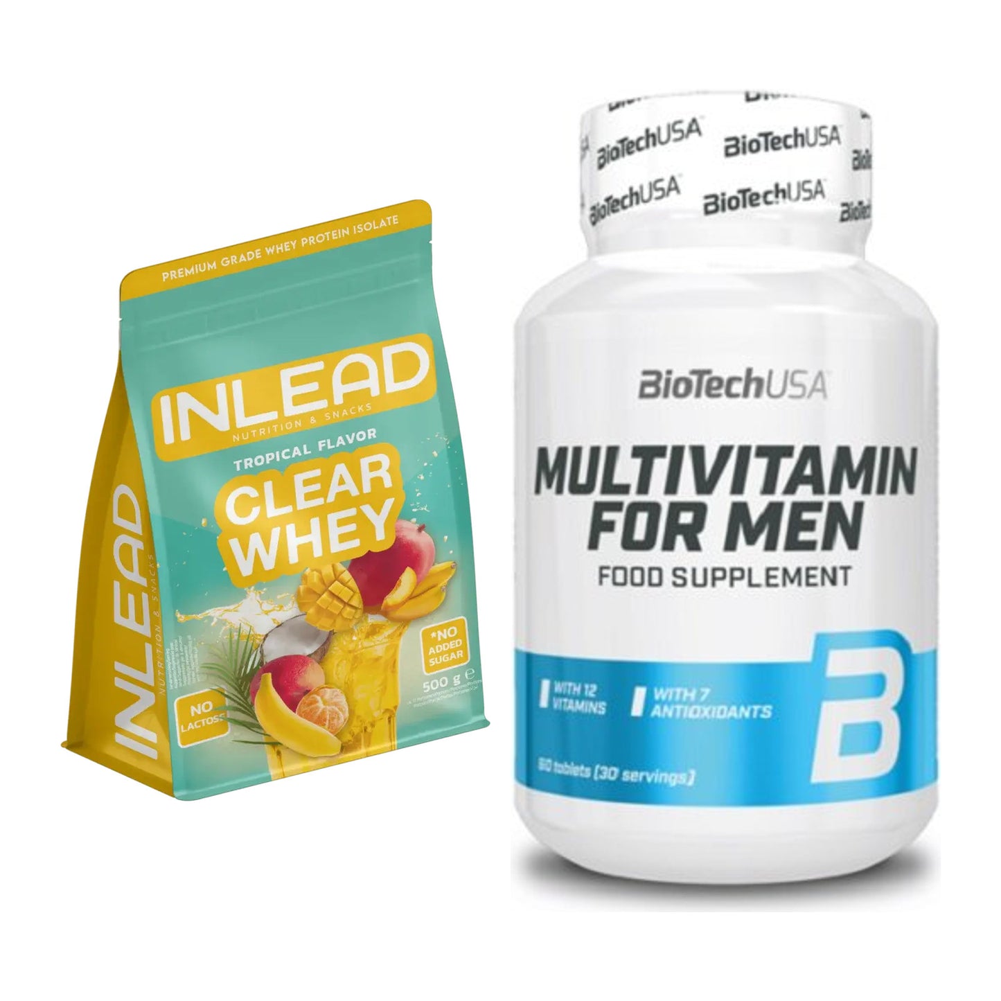 Basis-Set: INLEAD Clear Whey Isolate + BioTech Multivitamin for Men 60 – alle enthaltenen Artikel