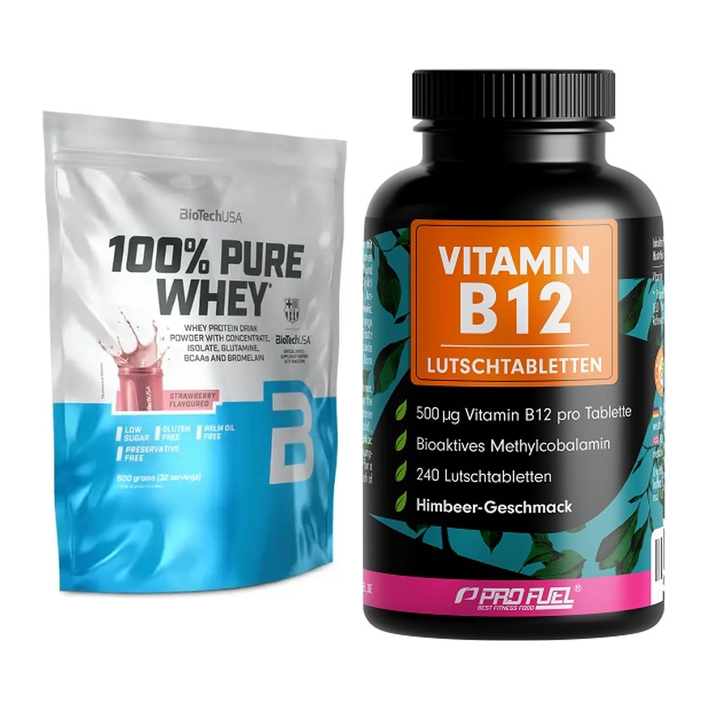 Basis-Set: BioTech 100% Pure Whey + ProFuel Vitamin B12 240 – alle enthaltenen Artikel