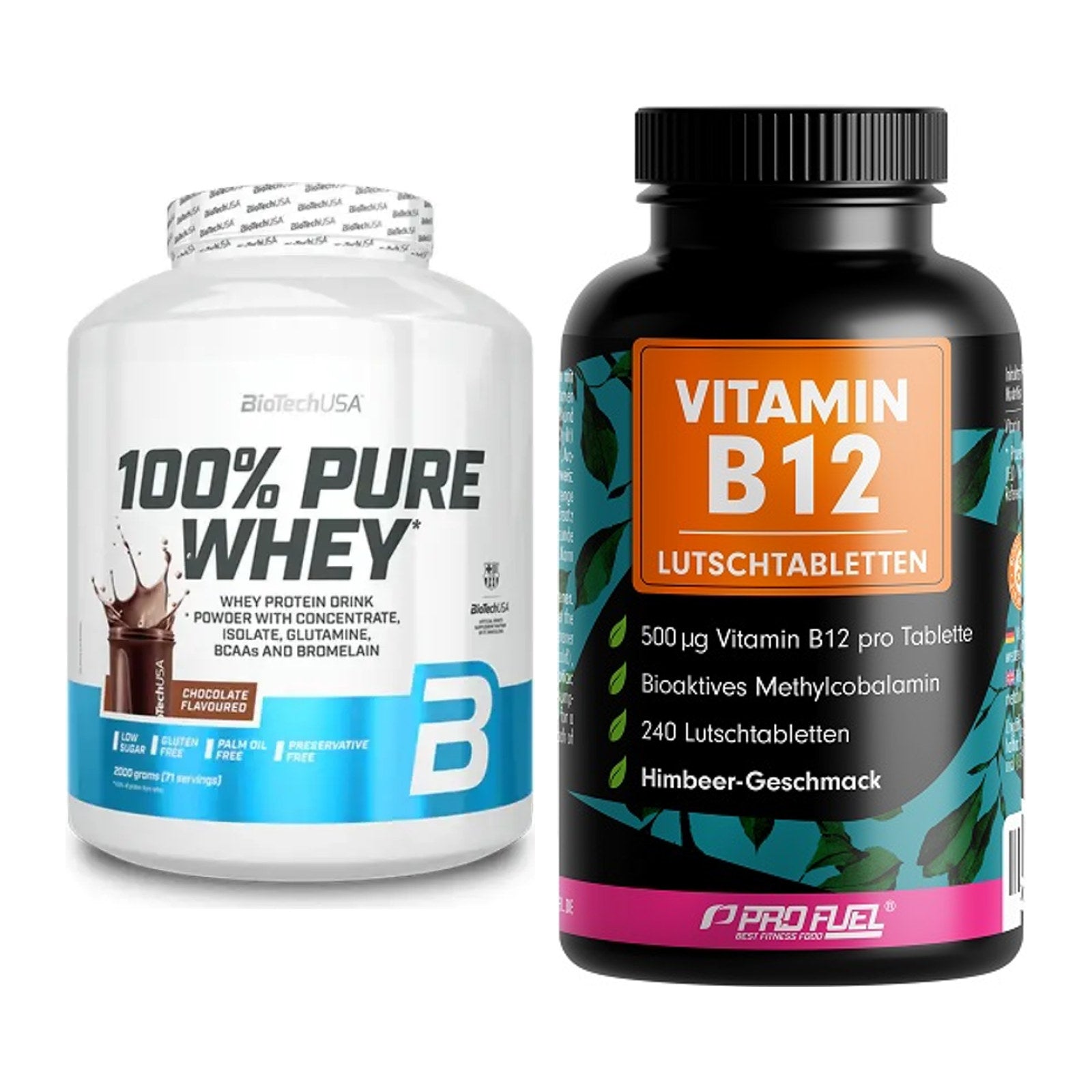 Basis-Set: BioTech 100% Pure Whey + ProFuel Vitamin B12 240 – alle enthaltenen Artikel