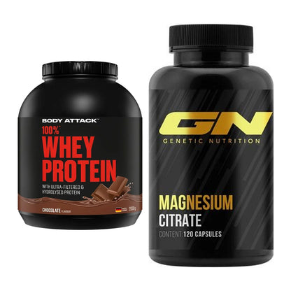 Basis-Set: Body Attack 100% Whey Protein + GN Magnesium Citrate – alle enthaltenen Artikel